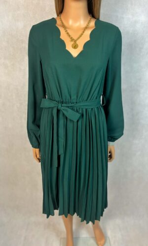 Sukienka zielona midi z plisowanym dołem