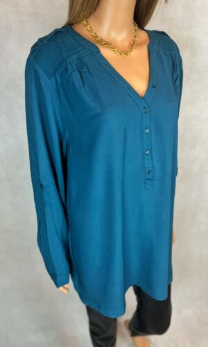 Turkusowa tunika luźna elegancka bluzka