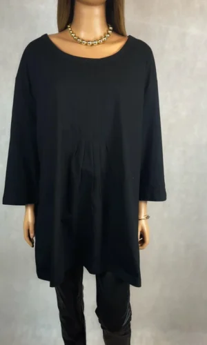 Tunika bawełniana czarna plus size luźna