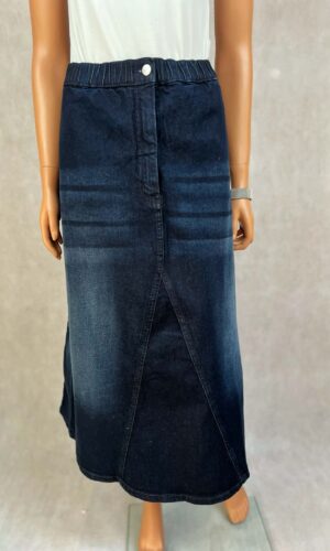 Spódnica jeansowa midi z elastycznym pasem i rozcięciem